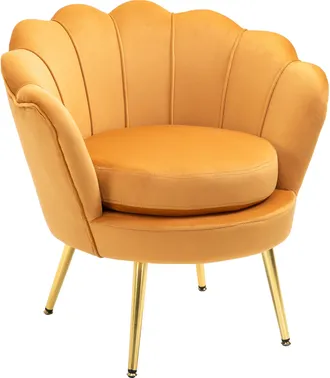 HOMCOM Poltroncina Da Camera In Velluto Giallo Poltrona Vintage Di Design - Homcom