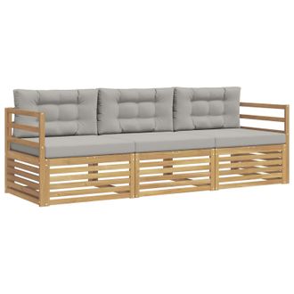 vidaXL Conjunto De Sof&aacute;s De Exterior 3 Pcs Blanco Y Gris Claro Vidaxl