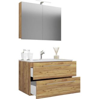 ebuy24 Ebuy24 - vcm 3 pz Lavabo lavabo lavabo larghezza armadio inferiore 60 cm set di mobili da bagno appesi con un armadio a specchio a cassetto Badinos