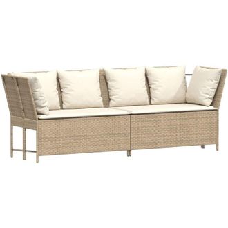 vidaXL Sof&aacute; De Jard&iacute;n Con Cojines Rat&aacute;n Sint&eacute;tico Beige Vidaxl