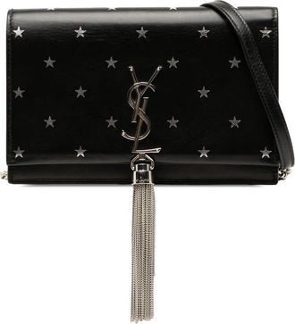 Saint Laurent Pre-owned Saint Laurent Calfskin Star Print Classic Monogram Kate Tassel Wallet on Chain GBL452169 0519