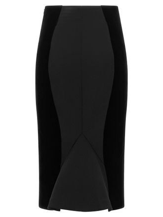 Jacquemus Wool and Velvet-Panel Midi Skirt - Black