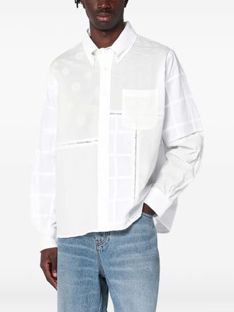 Brain Dead patchwork eyelet shirt - White