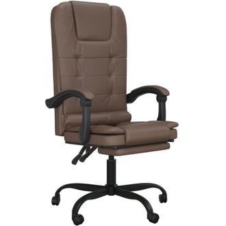 vidaXL Silla De Oficina Reclinable Masaje Cuero Sint&eacute;tico Marr&oacute;n Vidaxl