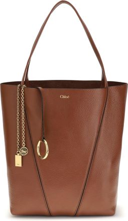 Chlo&eacute; Womens Shoulder Bag Spin Blushy Brown Calf Leather