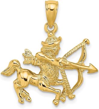 Diamond2Deal 14k Yellow Gold Large Sagittarius Zodiac Charm Pendant