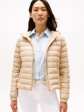 Tommy Hilfiger Steppjacke TOMMY HILFIGER UL DOWN REG HOODED JACKET, Damen, Gr. XXXL(46), beige, Web, Obermaterial: 100% Polyamid, unifarben, regular fit, hoch geschl