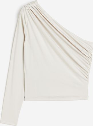H&M One-Shoulder-Shirt - Beige
