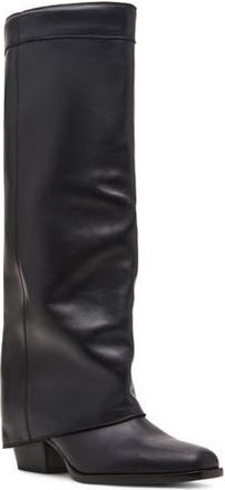 Steve Madden Winnick Foldover Knee High Boot in Black Leather at Nordstrom Rack, Size 8 Wide Calf