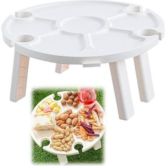 OEM Mesa De Picnic Port&aacute;til Para Vino, Mesa De Playa Compacta Y Mesa De Camping Peque&ntilde;a, 30 X 16 Cm, Dise&ntilde;o Plegable De Pl&aacute;stico Blanco, Mesa De Picnic Pe
