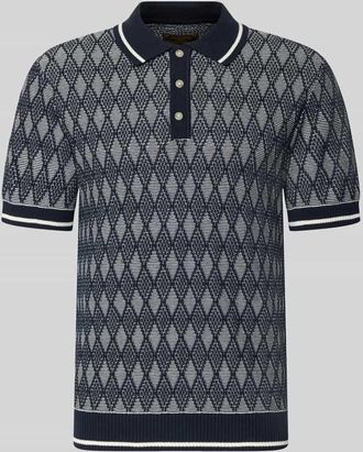 Jack & Jones Regular Fit Poloshirt im Allover-Look in Marine, Gr&ouml;&szlig;e XXL