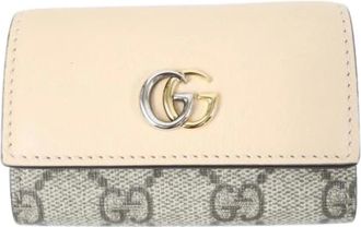 Gucci Pre-owned Wallets, female, Beige, Size: ONE SIZE Pre-owned Fabric Key-holder