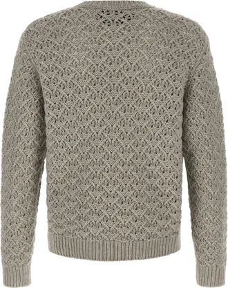 Valentino Garavani Openwork Diamond-Knit Virgin Wool Sweater - Beige