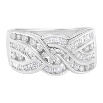 House of Brilliance 10K White Gold 1.0 Cttw Diamond Inlay Bypass Ring at Nordstrom, Size 7.25