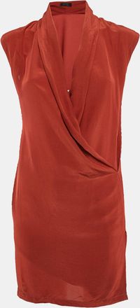 AllSaints Brick Red Silk Blend Sleeveless Mini Dress