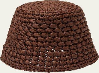Loro Piana Jasmine Crochet Raffia Bucket Hat