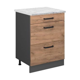 Vicco Mueble bajo de cocina R-Line, Roble dorado, 60 cm et Mármol