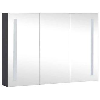 Berkfield Home LED Bathroom Mirror Cabinet 89x14x62 cm in Black | Size: 89 x 14 x 62 cm