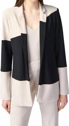 Joseph Ribkoff Color Block Bonded Straight Blazer In Moonstone/black