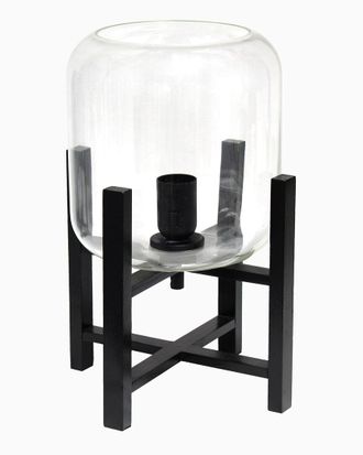 Lalia Home Black Wood Mounted Table Lamp With Clear Glass Cylinder Shade