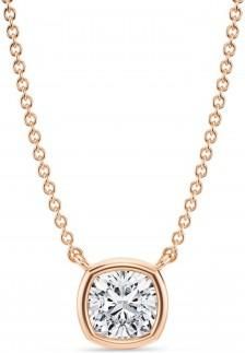 Allurez Cushion Lab Diamond Solitaire Pendant Necklace 14K Rose Gold (1.00ct)