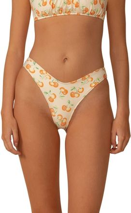 Montce Swim Lulu Cherry Print High Leg Bikini Bottoms in Cherry Sherbet at Nordstrom, Size X-Small