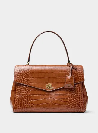 Lauren Ralph Lauren Womens Farrah croc leather shoulder bag