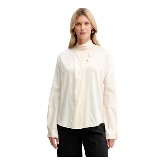 Forte_Forte Overhemden, Dames, Beige, S, Zijden Blouse
