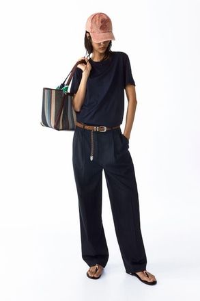 H&M Silk-blend t-shirt in Navy Blue at Nordstrom, Size X-Small