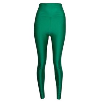Generic New Ladies Womens Shiny American Disco High Waisted PVC Wet Look Pants Leggings Trousers : Color - Jade Green : Size - M/L