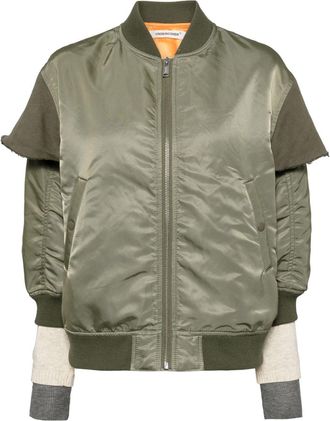 Undercover layered zip-up bomber jacket - women - Cotton/Polyester/Nylon/Polyester - 2 - Green