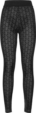 Philipp Plein Tulle Leggings Monogram - Dames - Leggings - Zwart - S - Broeken