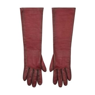 Maison Margiela Middellange leren handschoenen - Dames - Handschoenen - Rood - 8 1/2 IN - Leer - Accessoires