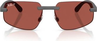 Ray-Ban 60mm Polarized Irregular Sunglasses in Sand Grey /Polar Red at Nordstrom