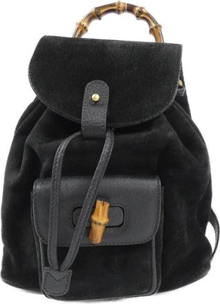 Gucci Black Suede Leather Backpack (Pre-Owned)