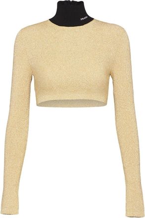 Prada roll-neck lam&eacute; jumper - women - Viscose - 38 - Gold