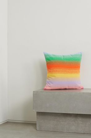 The Elder Statesman Cuscino In Cashmere A Costine A Righe - Arancione