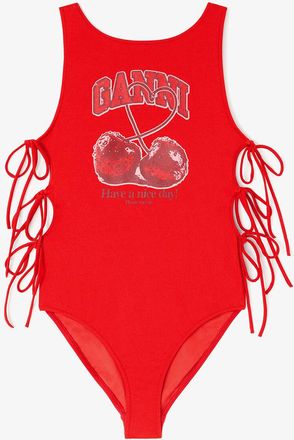Ganni Swimsuit with Cherry - Size XXS Red
