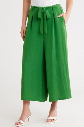 Bobeau Tie Waist Crop Wide Leg Pants in Bright Green at Nordstrom Rack, Size Medium