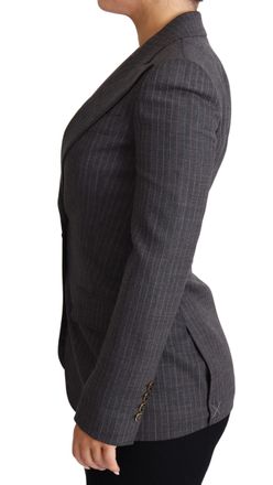 Dolce & Gabbana Womens Gray Single Breasted Fitted Blazer Wool Jacket Virgin Elastane Clothing