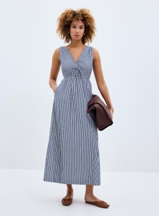 Grace & Mila Womens Navy blue checkers ruched waist dress