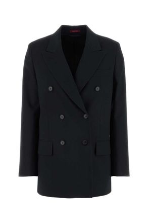 Gucci Blue Solid Peaked Lapel Jacket