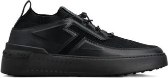 Tod's Leren low-top sneakers met gebreid detail - Zwart