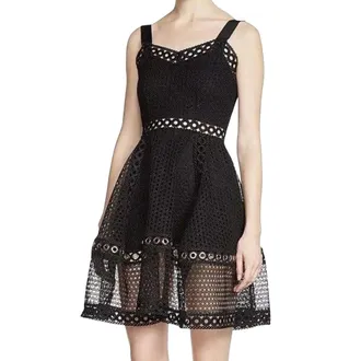 Maje Womens Fit / Flare Polyester Lace Eyelet Trim Dress (3)