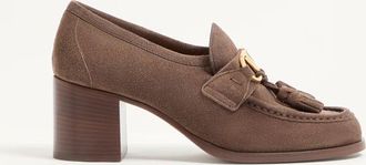 Valentino Garavani Mocassino D&eacute;collet&eacute; VLogo Signature In Crosta 60mm Donna MARRONE 35.5