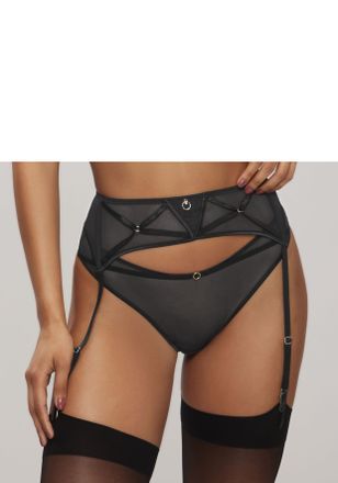 Lascana Strapsg&uuml;rtel LASCANA, Damen, Gr. 32/34, schwarz, Netz, Obermaterial: 87% Polyamid, 13% Elasthan, Strumpfhalter Strapsg&uuml;rtel, mit extravagantem B&auml;nderd