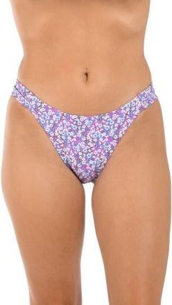 Citrus Flora Shirred Side High Waist Bikini Bottoms in Purple Multi at Nordstrom Rack, Size Large