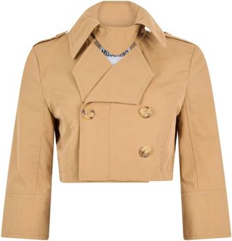 Moschino Korte jas - Dames - Trenchcoats - Beige - S - Katoen - Jassen