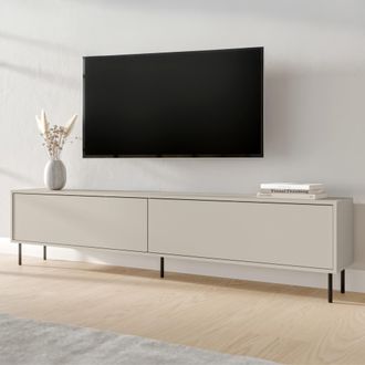 Dmora Mobile Porta Tv Vesuviana, Un Ripiano, 2 Ante, Un Vano, 200x30x46h Cm Beige
