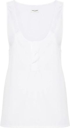 Saint Laurent Top zonder mouwen met ronde hals - Dames - Tops zonder mouwen - Wit - M - Tops